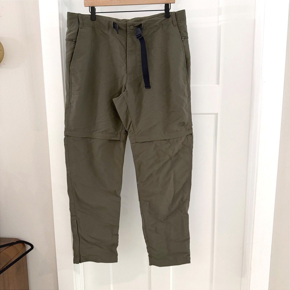 North Face Mens Convertible Hiking Pants Olive Green 36x32 Gorpcore